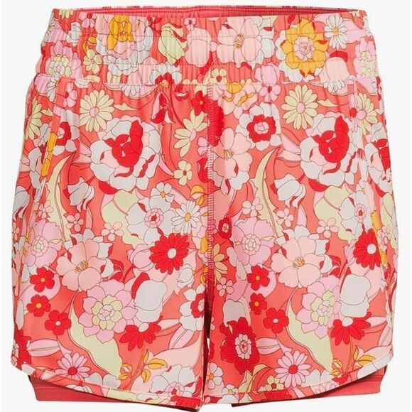 Avia‎ Women's Pull-on Active Running orange Bike Shorts Hidden Zip Pockets small - Picture 1 of 6